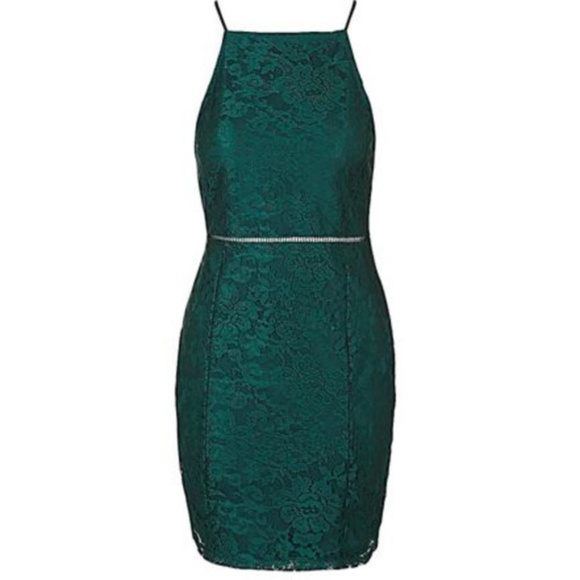topshop green lace dress